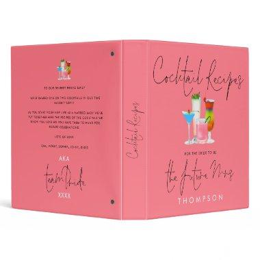 Cocktail Recipes Bride To Be The Future Mrs Coral 3 Ring Binder