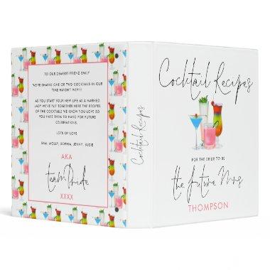 Cocktail Recipes for Bride To Be The Future Mrs 3 Ring Binder