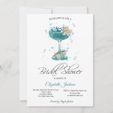 Cocktail Seashells Summer Bridal Shower Invitations