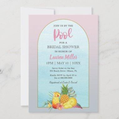 Cocktail Tropical Drinks Poolside Bridal Shower Invitations
