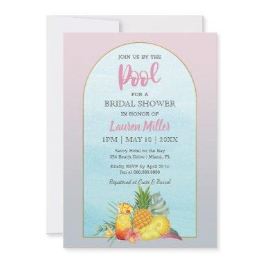 Cocktail Tropical Drinks Poolside Bridal Shower Invitations