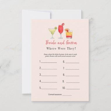 Cocktail "Where were they" Bridal shower game Invitations