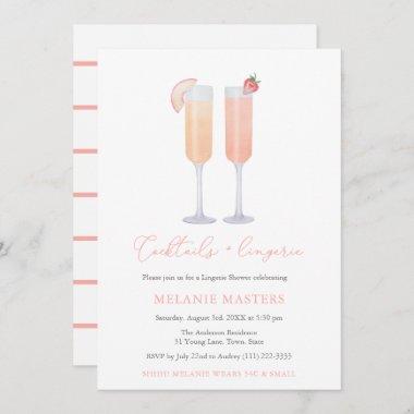 Cocktails and Lingerie Bachelorette Wedding Shower Invitations