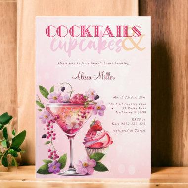 Cocktails & Cupcakes Modern Bridal Shower Invitations