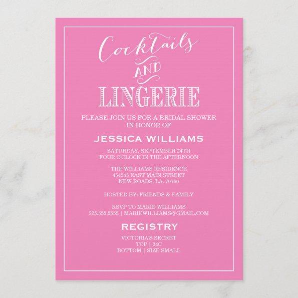 Cocktails & Lingerie Shower Invitations | Pink