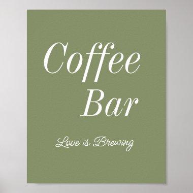 Coffee Bar Sage Green Wedding Shower Poster