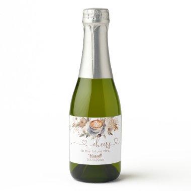 Coffee Boho Floral  Sparkling Wine Label