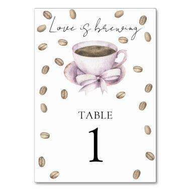 Coffee & bow  - wedding table number