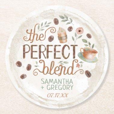 Coffee Bridal Wedding Shower | The Perfect Blend Round Paper Coaster