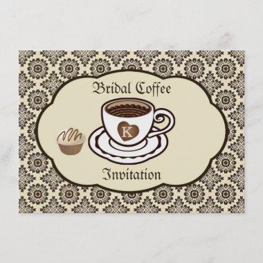 Coffee & Cake, damask Bridal Shower Invitations