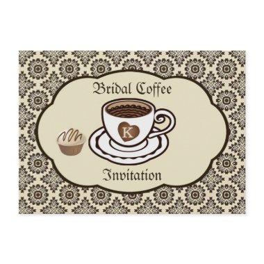 Coffee & Cake, damask Bridal Shower Invitations