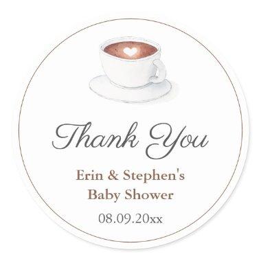 Coffee Cup A Baby Is Brewing Baby Shower Thank You Classic Round Sticker