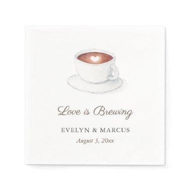 Coffee Cup Love Is Brewing Couples Wedding Shower Napkins