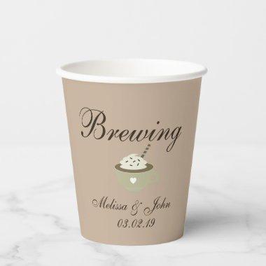 Coffee Latte Wedding Bridal Shower Beige Paper Cups
