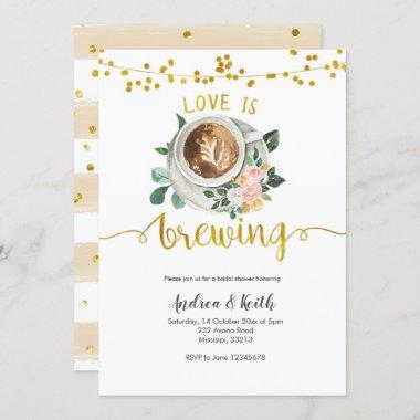 Coffee Love is Brewing Bridal Shower Invitations
