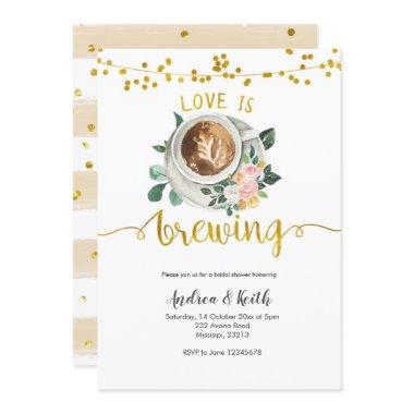 Coffee Love is Brewing Bridal Shower Invitations