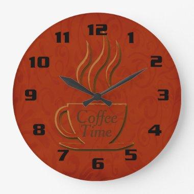 Coffee Time Beautiful Elegant Kitchen Large Clock