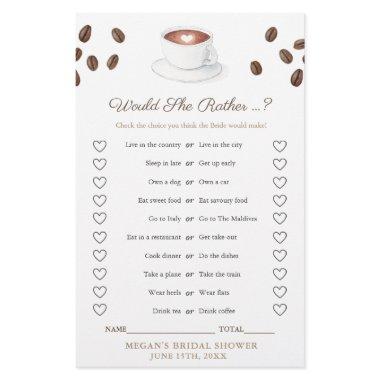 Coffee Would She Rather Wedding Shower Game
