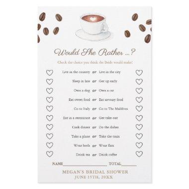 Coffee Would She Rather Wedding Shower Game Invitations