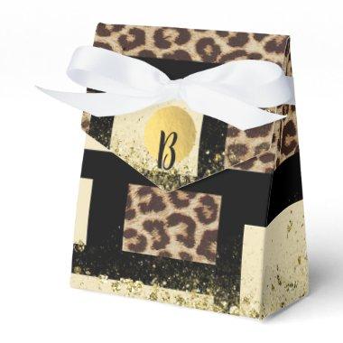 Color Block Cream Ivory Black & Leopard Cheetah Favor Boxes