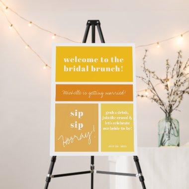 Color Block Yellow Orange Bridal Shower Welcome Foam Board