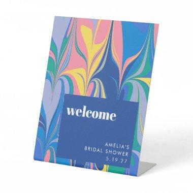 Colorful Abstract Custom Bridal Shower Welcome Pedestal Sign