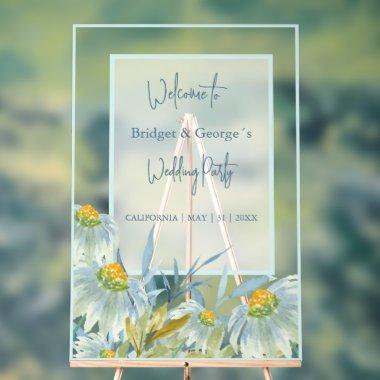 Colorful abstract daisy Frosted Wedding Welcome Acrylic Sign