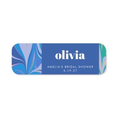 Colorful Abstract Marble Blue Custom  Name Tag