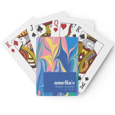 Colorful Abstract Marble Blue Custom  Poker