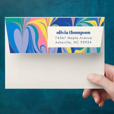 Colorful Abstract Marble Shower Return Address Envelope
