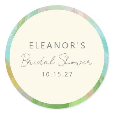 Colorful Abstract Watercolor Bridal Shower Custom Classic Round Sticker