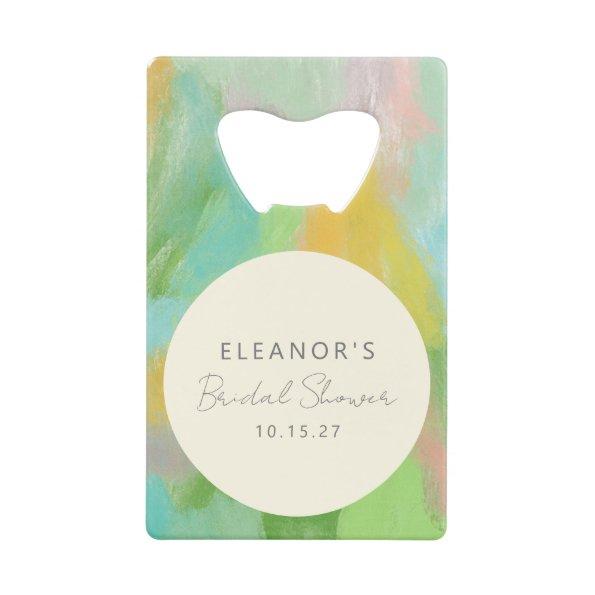 Colorful Abstract Watercolor Bridal Shower Custom Credit Invitations Bottle Opener