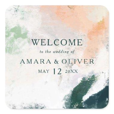 Colorful Abstract Wedding Welcome Square Sticker