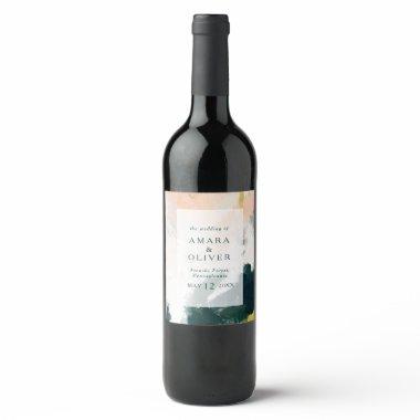 Colorful Abstract Wedding Wine Label
