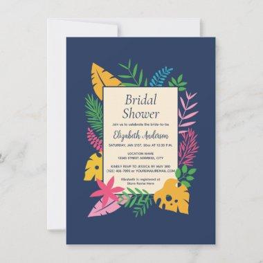 Colorful and Tropical Beach Themed Bridal Shower Invitations