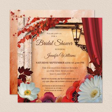 Colorful Autumn Classic Floral Bridal Shower Invitations