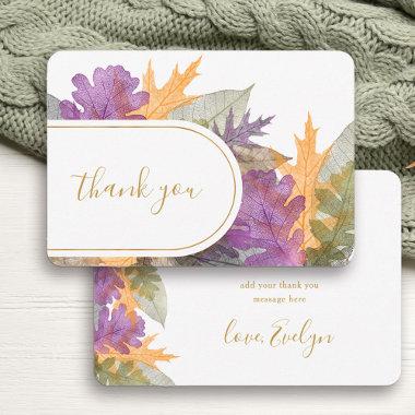 Colorful Autumn Fall Elegant Script October Leaves Thank You Invitations