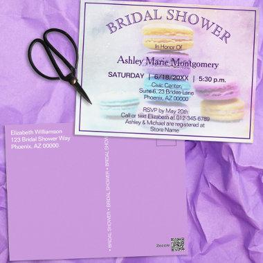Colorful Baked Macaron Treats Bridal Shower PostInvitations