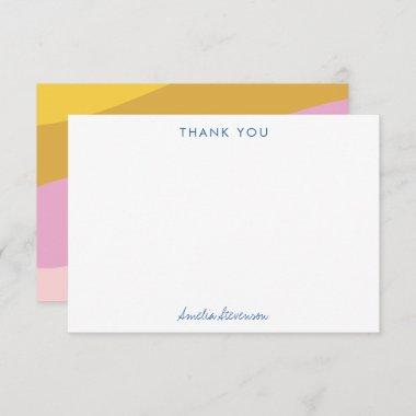 Colorful Blue Yellow Pink Stripes Personalized Thank You Invitations