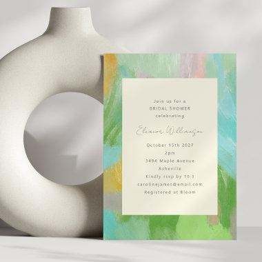 Colorful Boho Abstract Watercolor Bridal Shower Invitations