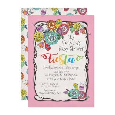 Colorful Boho Floral Mexican Fiesta Baby Shower Invitations