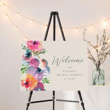 Colorful Boho Flowers Bridal Shower Custom Sign