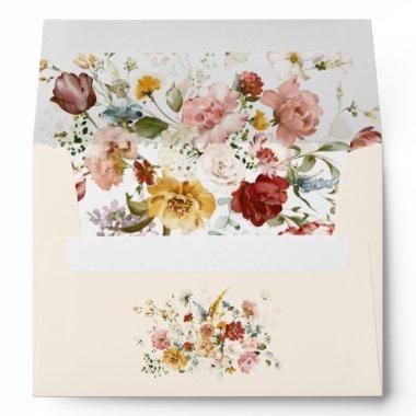 Colorful Boho Garden Flowers Return Address Envelope