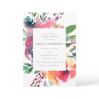 Colorful Boho Watercolor Floral Bridal Shower Invitations