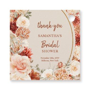 Colorful bouquet terracotta blush and sage floral favor tags