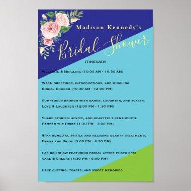 Colorful Bridal Shower Itinerary Plan Floral Poster