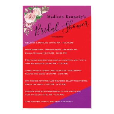 Colorful Bridal Shower Itinerary Plan Floral Poster