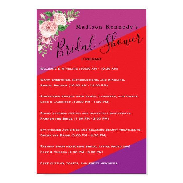 Colorful  Itinerary Plan Floral Poster