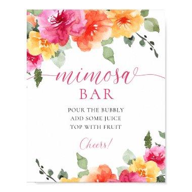 Colorful bright floral mimosa bar sign