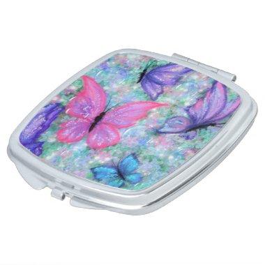 Colorful Butterflies Flying - Joy Compact Mirror